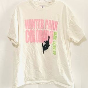 Winter Park Colorado White/Green/Pink T-Shirt Sz L
